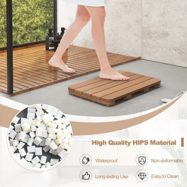 Toiletmat van hips hout design badmat bestand tegen een belasting tot 150 kg antislip badmat waterdichte saunamat/binnen/buiten bruin 4