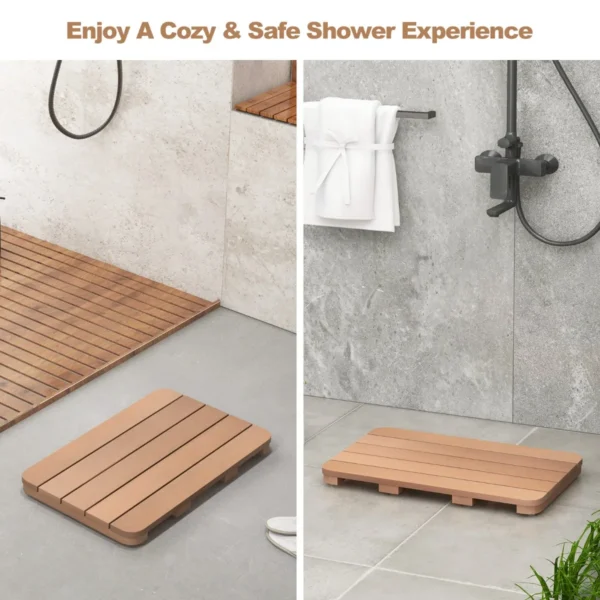 Toiletmat van hips hout design badmat bestand tegen een belasting tot 150 kg antislip badmat waterdichte saunamat/binnen/buiten bruin 5