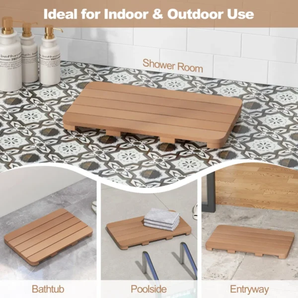 Toiletmat van hips hout design badmat bestand tegen een belasting tot 150 kg antislip badmat waterdichte saunamat/binnen/buiten bruin 7