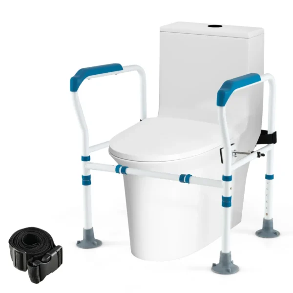 Toiletsteunframe voor senioren en gehandicapten wc steun met handgreep 6 voudig in hoogte verstelbaar met antislip voeten 1