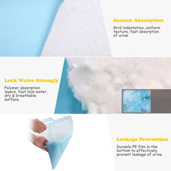 Trainingsmat voor honden lekvrij 5 laags design puppy onderlegger hygiënische onderleggers wegwerppads pipi pads (150 stuks) 6