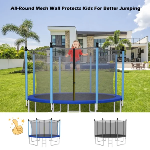 Trampoline veiligheidsnet vervanging beschermende netten met dubbel gekoppelde rits & beschermende gespen diameter 366 cm 7