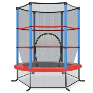 Trampoline voor kinderen kleuter trampoline met veilige bescherming net en spring pad binnen en buiten recreatieve trampoline blauw 1