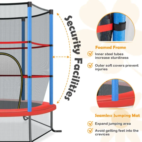 Trampoline voor kinderen kleuter trampoline met veilige bescherming net en spring pad binnen en buiten recreatieve trampoline blauw 3