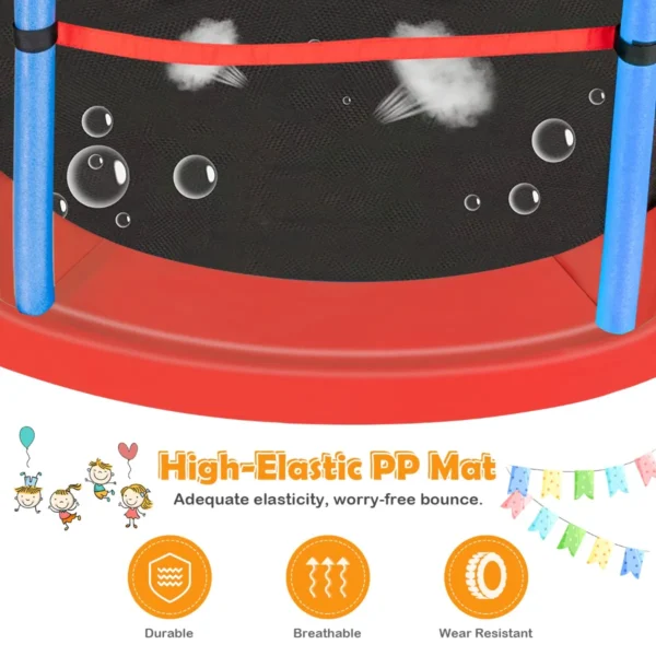 Trampoline voor kinderen kleuter trampoline met veilige bescherming net en spring pad binnen en buiten recreatieve trampoline blauw 4