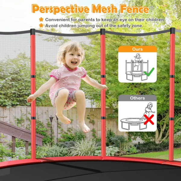 Trampoline voor kinderen kleuter trampoline met veilige bescherming net en spring pad binnen en buiten recreatieve trampoline rood 6
