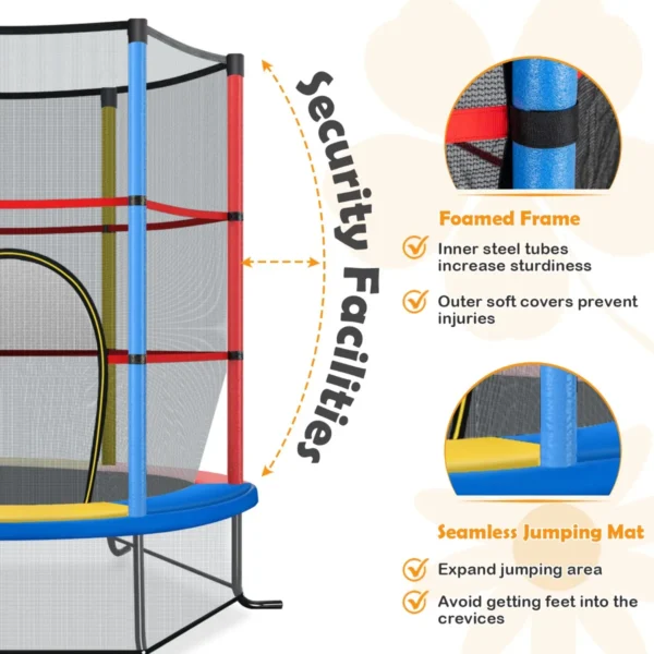 Trampoline voor kinderen kleuter trampoline met veilige bescherming net en spring pad binnen en buiten recreatieve trampoline veelkleurig 3