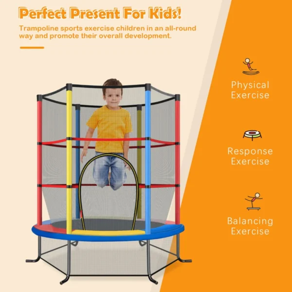Trampoline voor kinderen kleuter trampoline met veilige bescherming net en spring pad binnen en buiten recreatieve trampoline veelkleurig 7