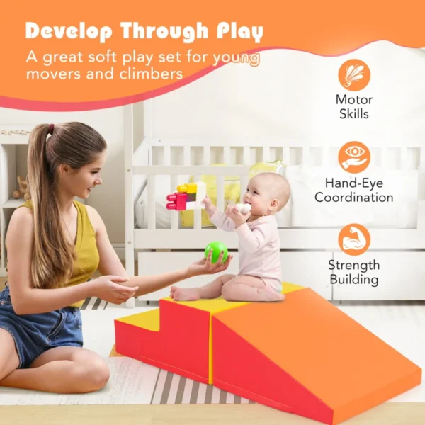 Trap en glijbaan voor baby's en peuters zachte speelset voor kinderen zachte schuimblokken voor actief binnenshuis spelen 6