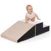 Trap en glijbaan voor baby's en peuters zachte speelset voor kinderen zachte schuimblokken voor actief binnenshuis spelen beige+grijs 1