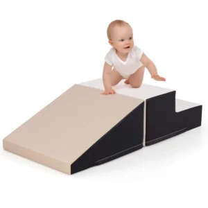 Trap en glijbaan voor baby's en peuters zachte speelset voor kinderen zachte schuimblokken voor actief binnenshuis spelen beige+grijs 1