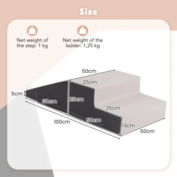 Trap en glijbaan voor baby's en peuters zachte speelset voor kinderen zachte schuimblokken voor actief binnenshuis spelen beige+grijs 3