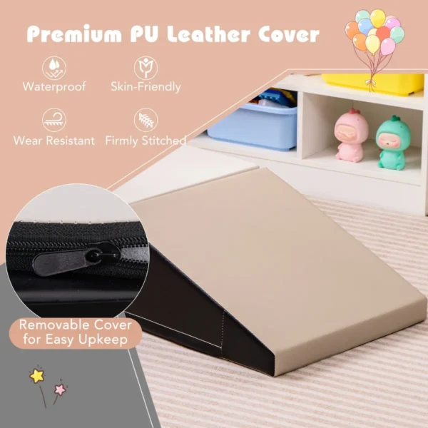 Trap en glijbaan voor baby's en peuters zachte speelset voor kinderen zachte schuimblokken voor actief binnenshuis spelen beige+grijs 6