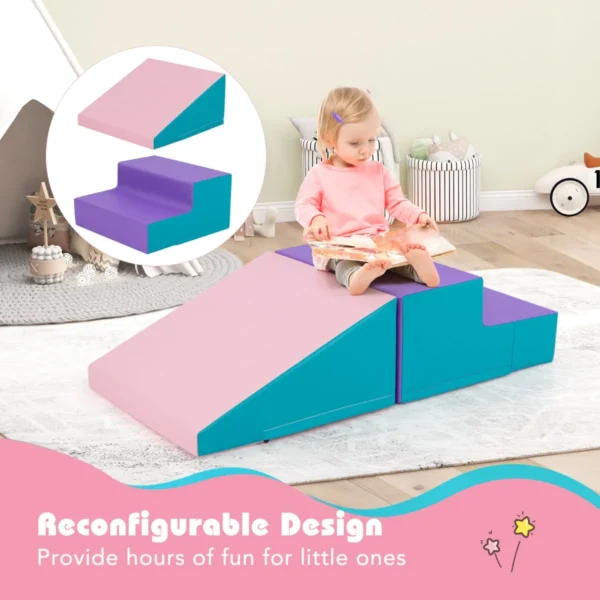 Trap en glijbaan voor baby's en peuters zachte speelset voor kinderen zachte schuimblokken voor actief binnenshuis spelen kleurrijk 6
