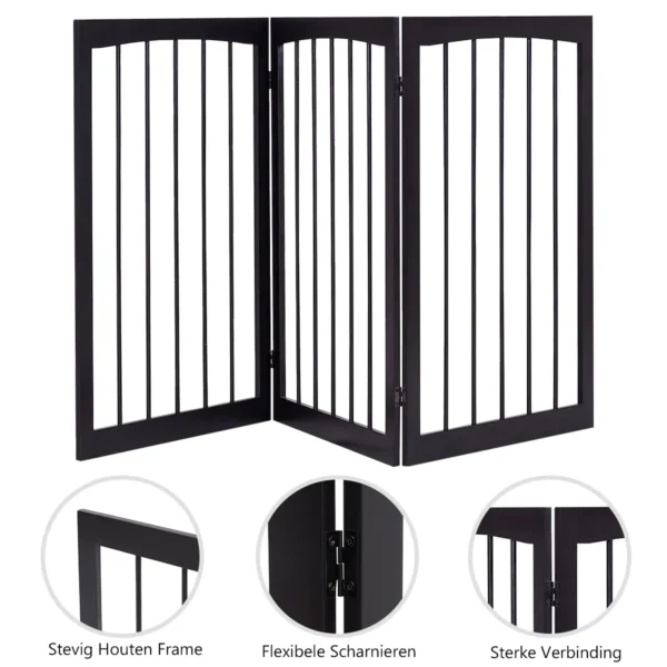 Traphekje opvouwbaar honden kinderen barrier deur veiligheidspoort 160 x 1,2 x 76 cm bruin 4
