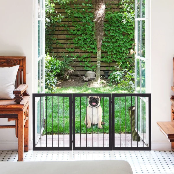 Traphekje opvouwbaar honden kinderen barrier deur veiligheidspoort 160 x 1,2 x 76 cm bruin 6