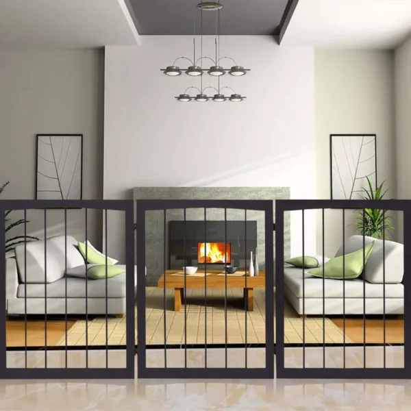 Traphekje opvouwbaar honden kinderen barrier deur veiligheidspoort 160 x 1,2 x 76 cm bruin 7