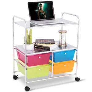 Trolley 4 lades badkamer opbergwagen keuken trolley ladewagen met wielen 58,5 x 37 x 75 cm kleurrijk 1