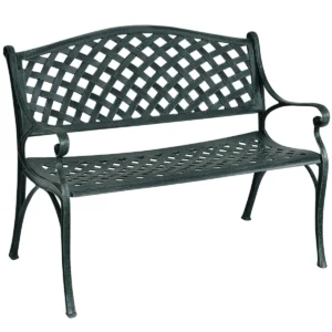 Tuinbank aluminium bank met armleuningen bank 103 x 55 x 82 cm antiek groen 1