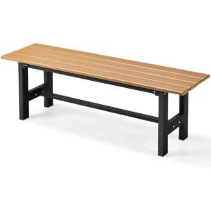 Tuinbank weerbestendig 2 zitsbank all weather parkbank van hdpe terrasbank zonder rugleuning voor tuin park balkon (bruin) 1