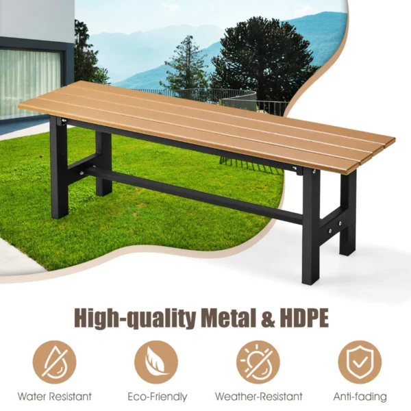 Tuinbank weerbestendig 2 zitsbank all weather parkbank van hdpe terrasbank zonder rugleuning voor tuin park balkon (bruin) 3