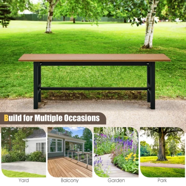 Tuinbank weerbestendig 2 zitsbank all weather parkbank van hdpe terrasbank zonder rugleuning voor tuin park balkon (bruin) 4