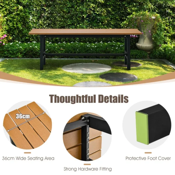 Tuinbank weerbestendig 2 zitsbank all weather parkbank van hdpe terrasbank zonder rugleuning voor tuin park balkon (bruin) 5