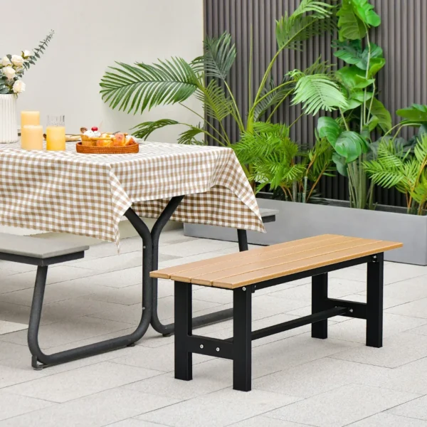 Tuinbank weerbestendig 2 zitsbank all weather parkbank van hdpe terrasbank zonder rugleuning voor tuin park balkon (bruin) 7