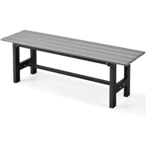 Tuinbank weerbestendig 2 zitsbank all weather parkbank van hdpe terrasbank zonder rugleuning voor tuin park balkon (grijs) 1