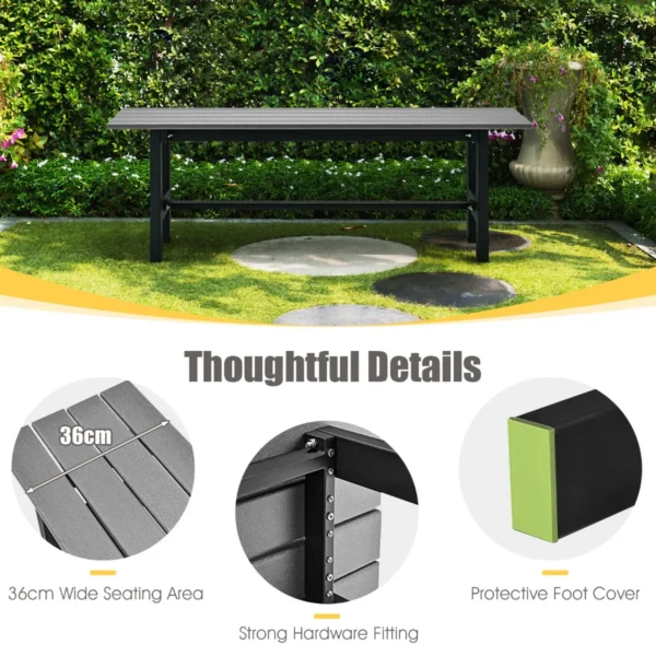 Tuinbank weerbestendig 2 zitsbank all weather parkbank van hdpe terrasbank zonder rugleuning voor tuin park balkon (grijs) 5
