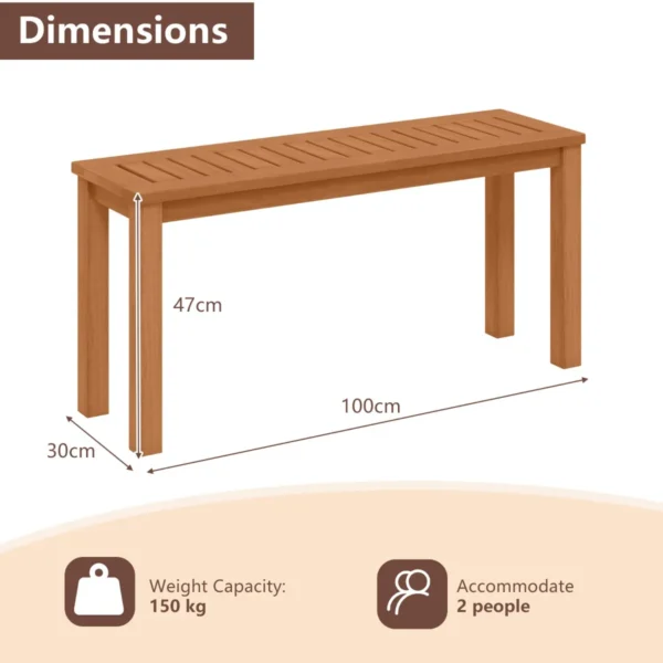 Tuinbank weerbestendig 2 zitsbank zonder rugleuning houten bank tot 150 kg parkbank van massief hout krukbank buiten 100 x 30 x 47 cm 3
