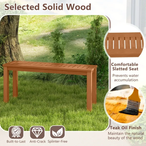 Tuinbank weerbestendig 2 zitsbank zonder rugleuning houten bank tot 150 kg parkbank van massief hout krukbank buiten 100 x 30 x 47 cm 4