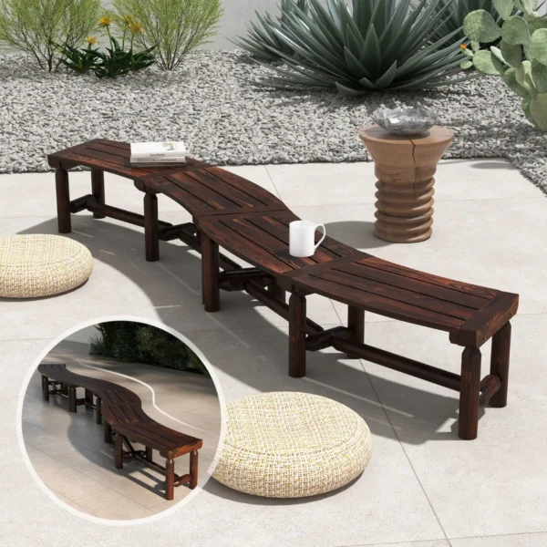 Tuinbank zonder rugleuning weerbestendige houten bank voor 2 3 zits belastbaar tot 325 kg terrasbank van hout parkbank voor tuin balkon 7