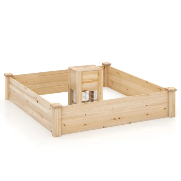 Tuinbed met open bodem houten plantensetmet compostbak voor groenten bloemen vierkant plantbed voor tuin moestuin 124x124x25,5cm 2