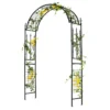 Tuinboog met trellis metalen poortboog met klassieke decoraties & 4 grondpennen plantensteun in boogvorm achtergronddecoratie 2