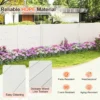 Tuinhek hek met palen & beschermkappen 115 cm hoog privacyhek van hdpe vrijstaand decoratief hek voor tuin terras wit 5