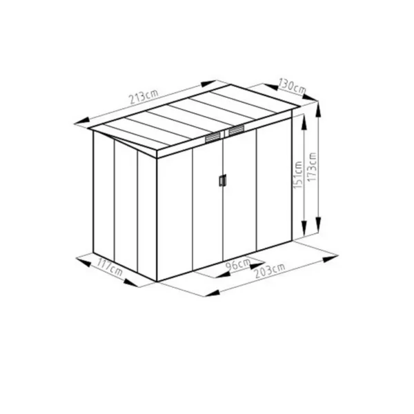 Tuinhuis voor gereedschap 213 x 173 x 130cm plaatstaal grijs 2