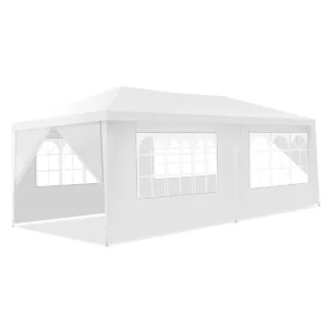 Tuinpaviljoen feesttent met 4 uitneembare zijwanden paviljoen biertent uv bescherming tuintent 3 x 6m wit 1
