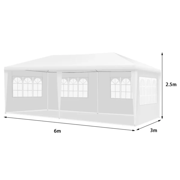 Tuinpaviljoen feesttent met 4 uitneembare zijwanden paviljoen biertent uv bescherming tuintent 3 x 6m wit 2