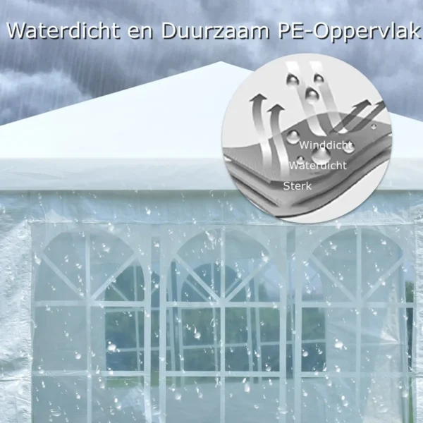 Tuinpaviljoen feesttent met 4 uitneembare zijwanden paviljoen biertent uv bescherming tuintent 3 x 6m wit 5