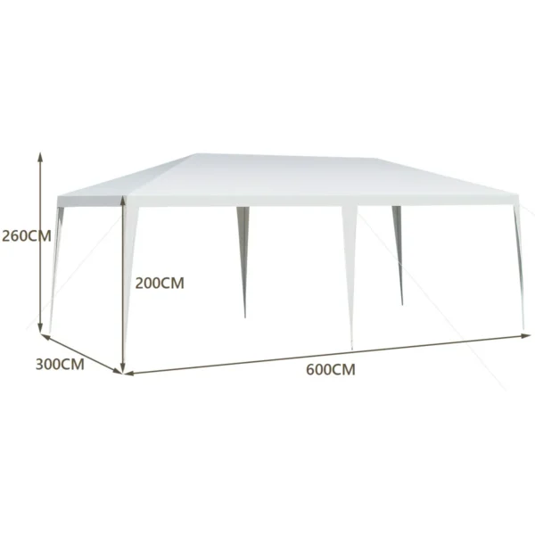 Tuinpaviljoen partytent tuintent paviljoen voor feesten activiteiten en camping wit (6 m x 3 m) 3