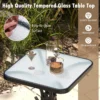 Tuintafel met blad van gehard glas 50 cm buitentafel met stevig metalen frame vierkante terrasbijzettafel binnen en buitentafel 5