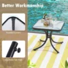 Tuintafel met blad van gehard glas 50 cm buitentafel met stevig metalen frame vierkante terrasbijzettafel binnen en buitentafel 7