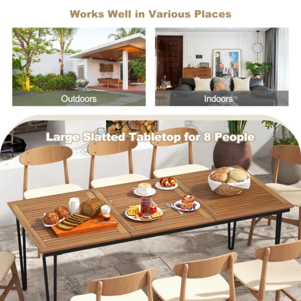 Tuintafel van acaciahout tuin eettafel voor 8 personen rechthoekige terrastafel biertafel met 5 cm parasolgat 200 x 90 x 75 cm 7