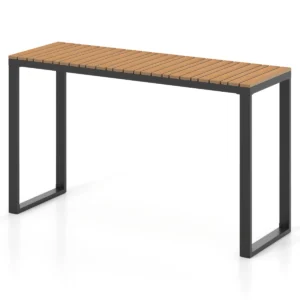 Tuintafel weerbestendig 129 x 42 cm terrastafel met wpc tafelblad en metalen frame rechthoekige balkontafel buiten eettafel 1