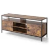 Tv kast lowboard voor televisie tot 65 inch televisietafel met 2 deuren en open vakken vintage bruin 147 x 40 x 62 cm draagvermogen 120kg 1
