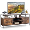 Tv kast lowboard voor televisie tot 65 inch televisietafel met 2 deuren en open vakken vintage bruin 147 x 40 x 62 cm draagvermogen 120kg 3