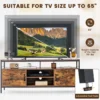 Tv kast lowboard voor televisie tot 65 inch televisietafel met 2 deuren en open vakken vintage bruin 147 x 40 x 62 cm draagvermogen 120kg 4