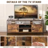Tv kast lowboard voor televisie tot 65 inch televisietafel met 2 deuren en open vakken vintage bruin 147 x 40 x 62 cm draagvermogen 120kg 7