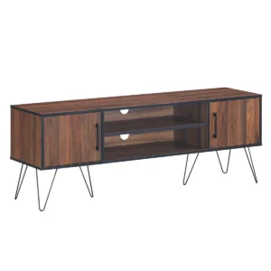 Tv kast met 2 deuren & 2 open schappen & kabelmanagement gaten voor tv's tot 60 inch walnoot 1